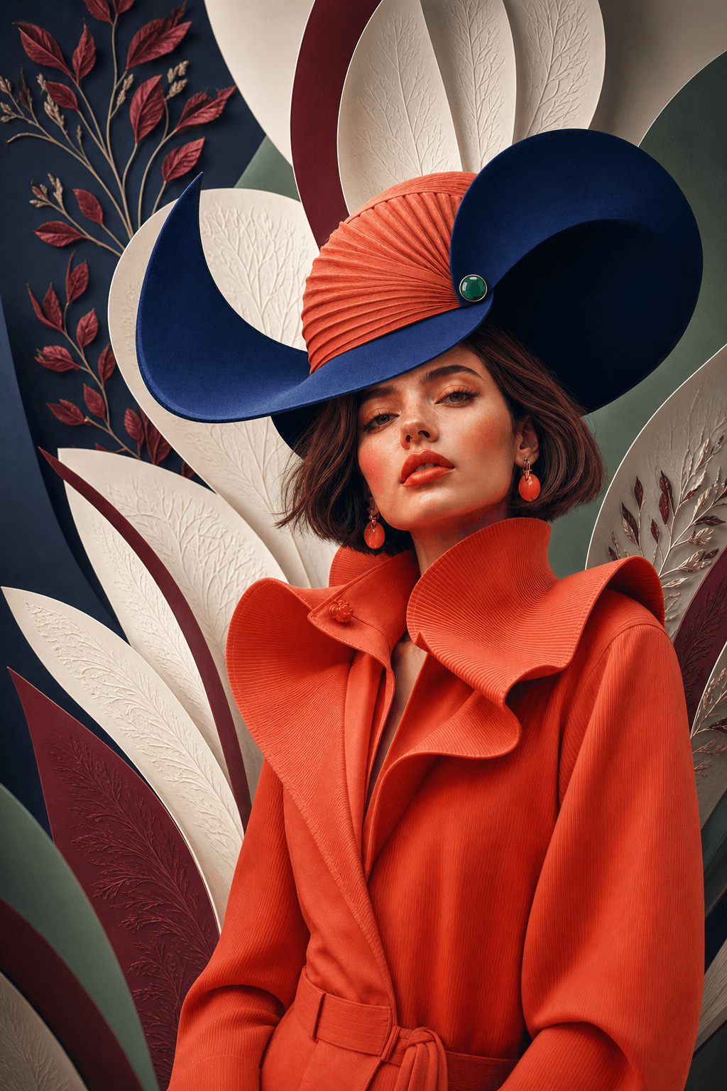 Finished couture portrait combining the three visual references